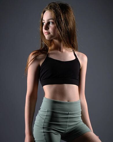 Stelle Girls Sports Bra Training Bra Spaghetti Strap Y Back Bra Yoga Crop Top for Teens Kids in Kuwait