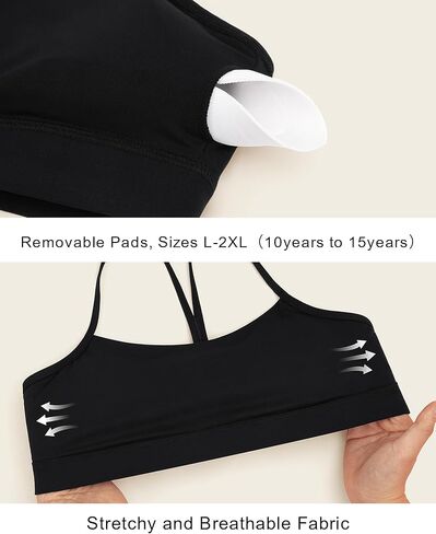 Stelle Girls Sports Bra Training Bra Spaghetti Strap Y Back Bra Yoga Crop Top for Teens Kids in Kuwait