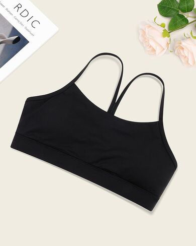 Stelle Girls Sports Bra Training Bra Spaghetti Strap Y Back Bra Yoga Crop Top for Teens Kids in Kuwait