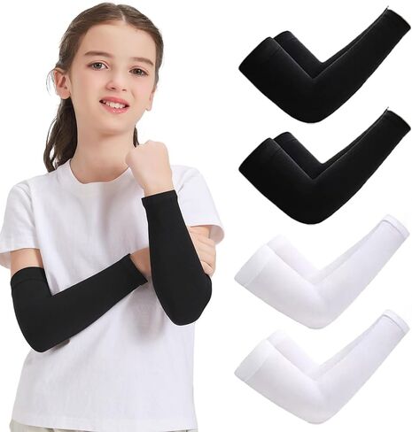 4 Pairs Arm Sleeves for Kids,UV Sun Protection Cooling Arm Sleeves for Youth Boys Girls Toddler,Sports,Running in Saudi Arabia