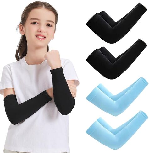 4 Pairs Arm Sleeves for Kids,UV Sun Protection Cooling Arm Sleeves for Youth Boys Girls Toddler,Sports,Running in Saudi Arabia
