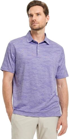 M MAELREG Golf Shirts for Men Short Sleeve Heather Jacquard Textured Stretch Moisture Wicking Performance Mens Polo Shirts in Saudi Arabia