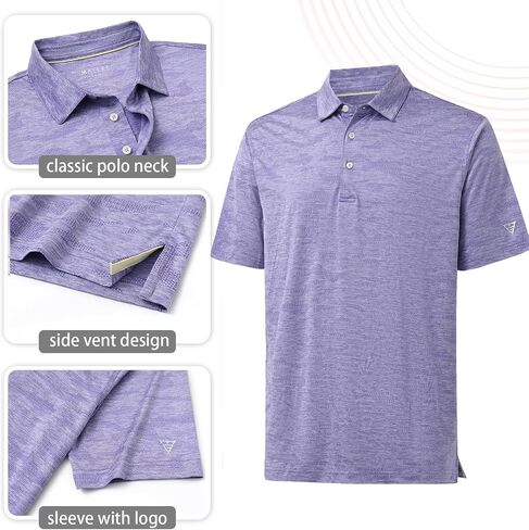 M MAELREG Golf Shirts for Men Short Sleeve Heather Jacquard Textured Stretch Moisture Wicking Performance Mens Polo Shirts in Saudi Arabia