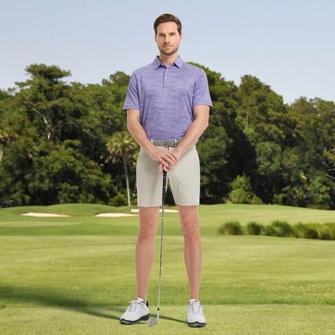 M MAELREG Golf Shirts for Men Short Sleeve Heather Jacquard Textured Stretch Moisture Wicking Performance Mens Polo Shirts in Saudi Arabia