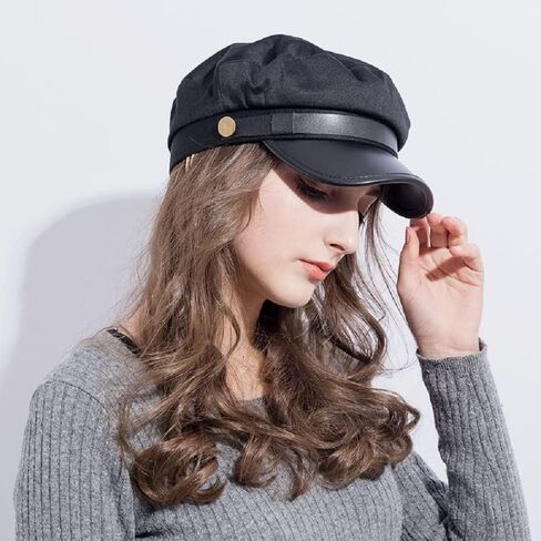 Classic Yacht Captain Sailor Hat for Women Newsboy Cabbie Baker Boy Peaked Beret Cap (S-M) in Kuwait