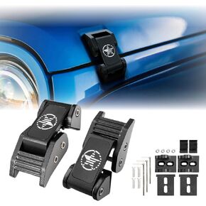 USR 07-25 JK and JL HOOD LATCHES Metal Constructed Lock Catch – HeavyDuty Hoodlatch Set (2pc) Compatible with 2007-2025 Jeep Wrangler Rubicon Sahara Sport Willys (USA FLAG EDITION w/INSTALL HARDWARE)