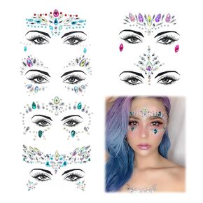 Gems Face ، Mermaid Face Jewels stick ، ​​Jewels Rhinestones Gems Rave Eyes Body Body Crystals for Christmas Festival Music Carnival Party Makeup (6 مجموعات)