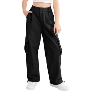 Parachute Pants for Girls Cargo Jogger Pants Wide Leg Streetwear Kid Teen Jogger Trousers with Pockets 7-16 Years