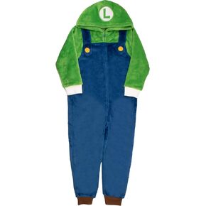 Nintendo Super Mario Brothers Boys Long Sleeve Onesie Zip Coverall with Hoodie Mario & Luigi Cosplay Zip Up Onesie in Kuwait