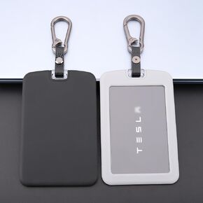 Tandrive 2PCS Silicone Key Card Card Case متوافق مع Tesla Model 3 Model Y Cybertruck و Rivian ， إكسسوارات تغطية الحامي الرئيسية بما في ذلك السلسلة الرئيسية والأسود والأسود