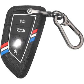QBUC for BMW Key Fob Cover, Striped Silicone Key Shell Case for BMW 2 4 5 6 7 Series X1 X2 X3 X4 X5 X6 M M8 M7 M6 M5 M4 M3 M2 M1 430i 340i 840i 2015-2023 Key Protector with Keychain Black