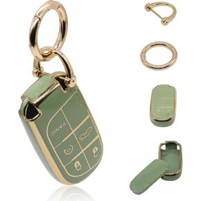 Elegananccy لغطاء Keep Key Fob ، قشرة مفتاح الحماية الكاملة الناعمة متوافقة مع Jeep Smart Key 3 4 5 أزرار واقي (أبيض)