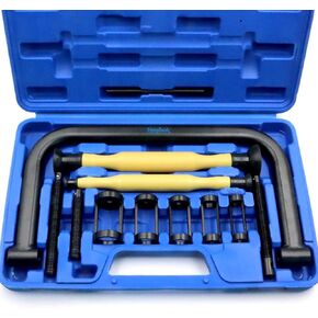 Handook 12Pcs Valve Spring Compressor with Valve Lapper Tool, Valve Spring Removal Tool with C Clamp for Motorcycle, ATV, Car, Small Engine Vehicle Equipment
