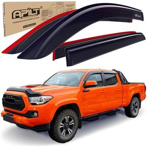 حرس نوافذ حراس هطول الأمطار خارج 2016-2023 Toyota Tacoma Double Cab Vehans تنفيس الشاحنات الإكسسوارات الداكنة الدخان المكونة من 4 قطع مجموعة