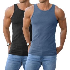 Askdeer Men's Ribbed Tank Top Casual Workout Sleeveless Shirts Soft Gym Muscle Bodybuilding Tee in Saudi Arabia