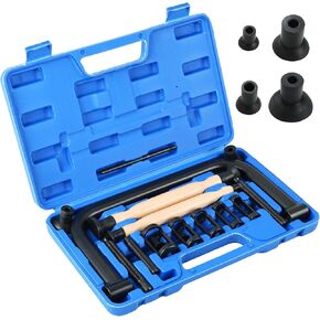Valve Spring Compressor Kit with 4 Suction Cups | Valve Spring Removal Tool, Valve Spring Tool, 16PCS Valve Removal and Lapping Tool Set for Motorcycle, ATV, Car, Small Engine Repairs (Red)