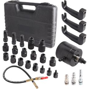 Pneumatic Diesel Injector Puller Set for Diesel Engines, with 3Pcs Prolongation Tool, 5-8 Bar Air Vibration Injector Removal Tool Kit with Extractor Hammer, 19 Adapters, Extension Hose
