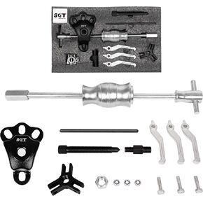 SGT 14pcs Slide Hammer Puller Set,Front Wheel Hub Bearing Remover Axle Shaft Puller Tool Kit for Extracting Bearings,Gears,and Seals