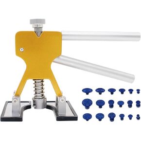 Paintless Car Dent Puller Kit, Dent Repair Kit, Golden Dent Remover Tool Lifter with 18 PCS Dent Puller Tabs for Auto Body Dents for Auto Hail Damage Repair & Other Metal Surface