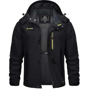 TACVASEN Mens Rain Jackets Water Resistant With Hood Windbreaker Lightweight Zip Jacket Climbing Fishing with Pockets