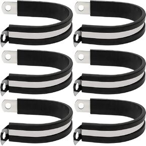 6Pcs P Clamps Rubber Insulated Clips For UTV Windshield Wire, 1.73" (44mm) Quick Connect Holder Bracket For Roll Cage Conduit Pipe Bar Strap Hose Tools Mounting Hardware Cable Wiring Tube Cord Tubing
