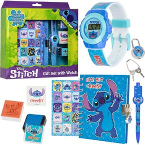 Disney Stitch Digital Kids Watch & Accessories Set, Colorful Watch Lockable Diary Ink Stamps, Stitch Gifts