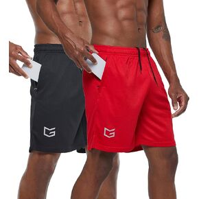G Gradual Men's 2 Pack 7" Workout Running Shorts Quick Dry Lightweight Gym Shorts with Zip Pockets