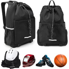 Aliceset Welding Helmet Bag, Motorcycle Backpacks with Drawstring for Men, Large Capacity Helmet Backpack, Waterproof, Lightweight, Motorcycle Accessories for Bicycle Ski Equestrian Activities