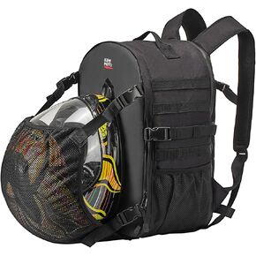 KEMIMOTO Motorcycle Backpack for Helmets, 27-35L Expandable Waterproof Bag with Hidden Net & Large Capacity Storage Compartment