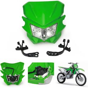 مصباح الأمامي للدراجة الأوساخ القلق ، رأس دراجة نارية عالمية لـ KLX230R KLX300R KLX110 KX125 KX450F KX250F KDX200 Supermoto Green