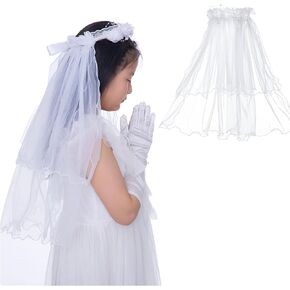 First Communion Veil for Girls Catholic, First Communion Headpiece for Girls