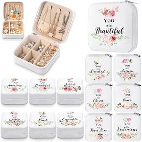 Kacctyen 12 PCS Mother Day Gifts Bulk Mini Travel Jewelry Case Bulk you reained pink Rose Women Histor