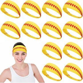 12 Pcs Softball Cooling Headband Instant Cooling Running Headband Sweat Workout Headbands for Women Yellow Sports Breathable Chilly Headbands for Softball Sport Team Gift