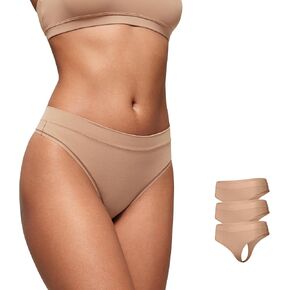 CRZ YOGA Soft High Rise Thongs for Women - Sexy Tagless Comfortable Panties Smooth Stretch Breathable Ladies Underwear 3 Pack