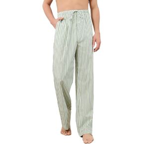 U2SKIIN Mens 100% Cotton Pajama Pants, Soft Lightweight Striped Lounge Pj Bottoms for Men with Pockets