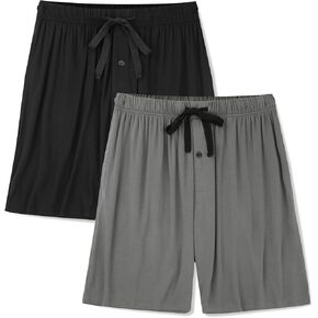 BAMBOO COOL Men's Pajama bottoms Short Pants Soft Comfy Breathable Lightweight Lounge Pj Shorts with pockets 2 Pack