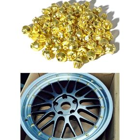 50pcs عجلات حافة الترباس ارتفاع شفة الشفاه المكسرات لعجلة 8 مم /0.3 '' ثقب العجلة حافة الذهب