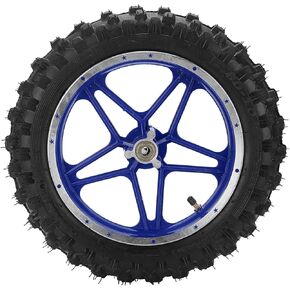 Front Wheel Assembly, 2.5‑10in Front Disc Brake Wheel Tire Anti‑Skid for 2 Stroke Mini Dirt Bike(B(blue）)