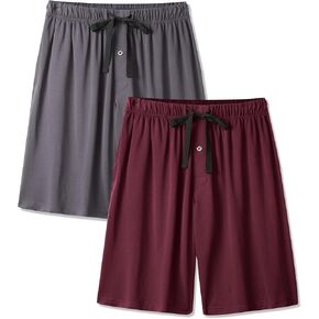 BAMBOO COOL Men's Pajama Shorts Soft Breathable Lounge Relaxing Comfy Sleepwear Pajamas Bottoms with Pockets 2 Pack