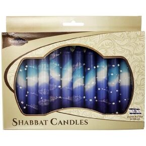 Majestic Giftware/Safed Candles 12-Pack Shabbat Candles - (SC-SHSN-B) | 5 Inch Dripless Handcrafted Traditional Shabbos Candles | Fits Standard Candle Holders (Snow Blue)
