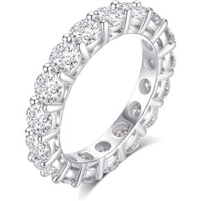 4.5-5.4CTTW Moissanite Wedding Band Ring, 4mm Width Full Eternity Band Ring for Women, D Color VVS1 Round Moissanite Jewelry 925 Sterling Silver, Anniversary and Birthday Gift, All Size