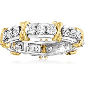 Ross-Simons 1.00 ct. t.w. Diamond X Station Eternity Band in 14kt 2-Tone Gold