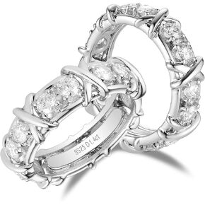 Doveggs 1.4ctw Total GH 3mm Cut Moissanite Lab التي تم إنشاؤها خاتم الخطوبة الماسي الكامل الفرقة الزفاف الخلوية 14K جودة ذهبية الفضة/صفراء خاتم إشراك X المطلي بالنساء