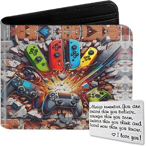Teen Boys Wallet, Cool Wallets for Kids Son 9-12/8-10/8-12 with Card, Funny Leather Bifold Rfid Blocking Purse Coin Pocket Id Window for Men Boy Male Youth Guys