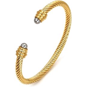 Cable Bracelet for Women, Twisted Cable Wire Bangles Bracelets Two Tone Women Jewelry