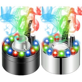 2PCS Indoor Mist Makers, Fogger Water Fountain Pond Mini Fog Machine Atomizer Air Humidifier with 12 LED, Atomizer Fogger Perfect for Christmas, Halloween and Other Holidays