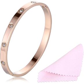 Women's Stainless Steel Bracelet Jewelry Crystal Bracelet With Cube Zircon Hinge Jewelry oval Bangle Christmas Valentines Birthday Gifts for Women