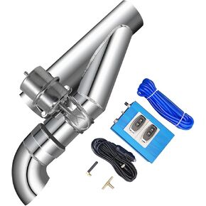 Catback Exhaust System Exhaust Cutout 2.5 Inch with Elbow Muffler Exhaust Valve Kit (1 Wireless Remote Controller, 1 Valve)