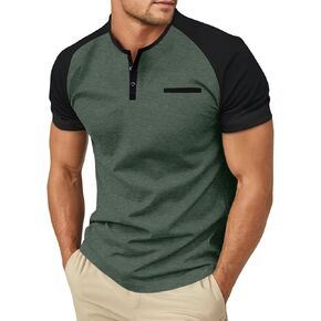 Sailwind Mens Cotton Henley Shirts Short Sleeve Casual T-Shirts Summer Button T Shirts with Pocket