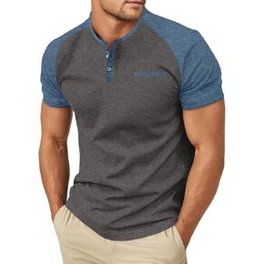 قمصان Sailwind Mens Cotton Henley Shirts قصيرة الأكمام القمصان غير الرسمية الزر الصيفي مع القمصان مع جيب in Kuwait